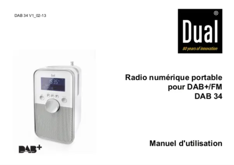 Page 1 de la notice Manuel utilisateur Dual DAB 34