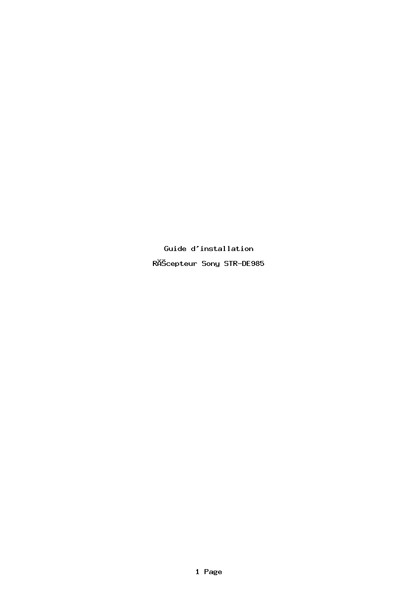 Page 1 de la notice Guide d'installation Sony STR-DE985