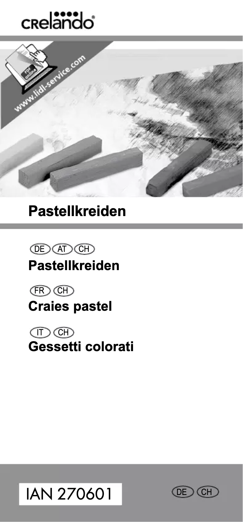 Page 1 de la notice Manuel utilisateur Crelando 270601