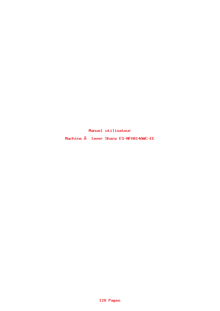 Page 1 de la notice Manuel utilisateur Sharp ES-NFH814AWC-EE