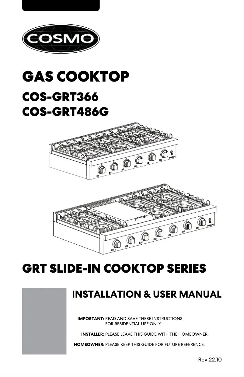 Page 1 de la notice Manuel utilisateur Cosmo COS-GRT366