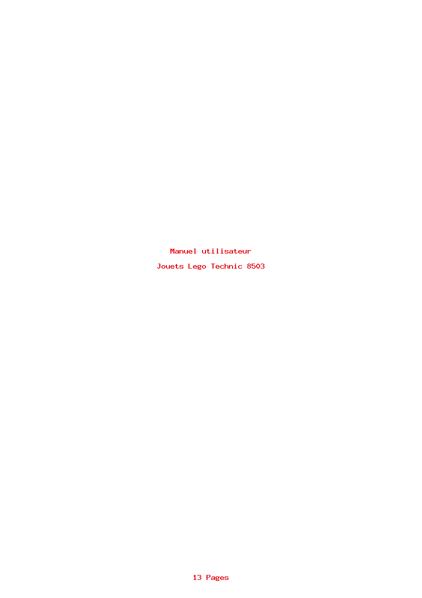 Page 1 de la notice Manuel utilisateur Lego Technic 8503