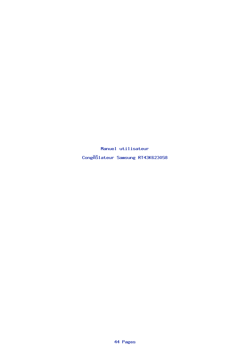Page 1 de la notice Manuel utilisateur Samsung RT43K6230S8