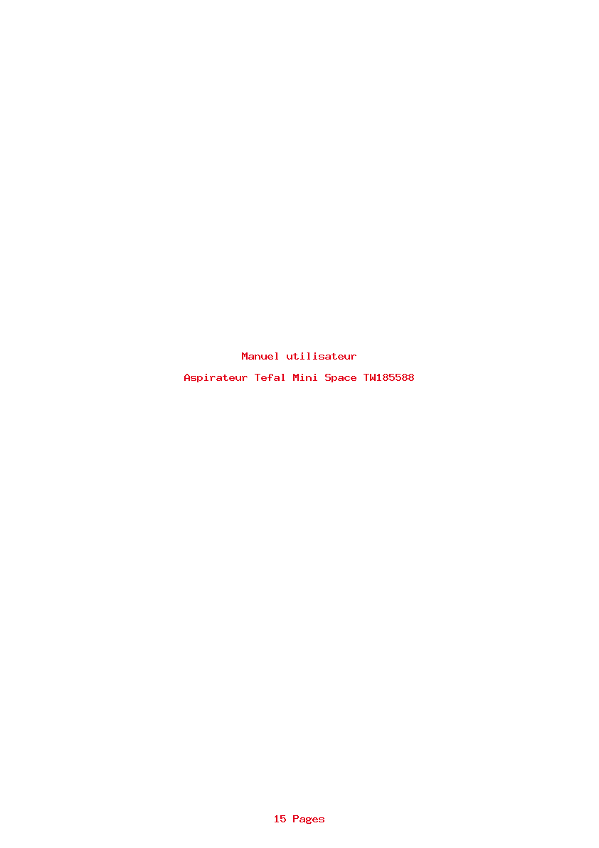 Page 1 de la notice Manuel utilisateur Tefal Mini Space TW185588