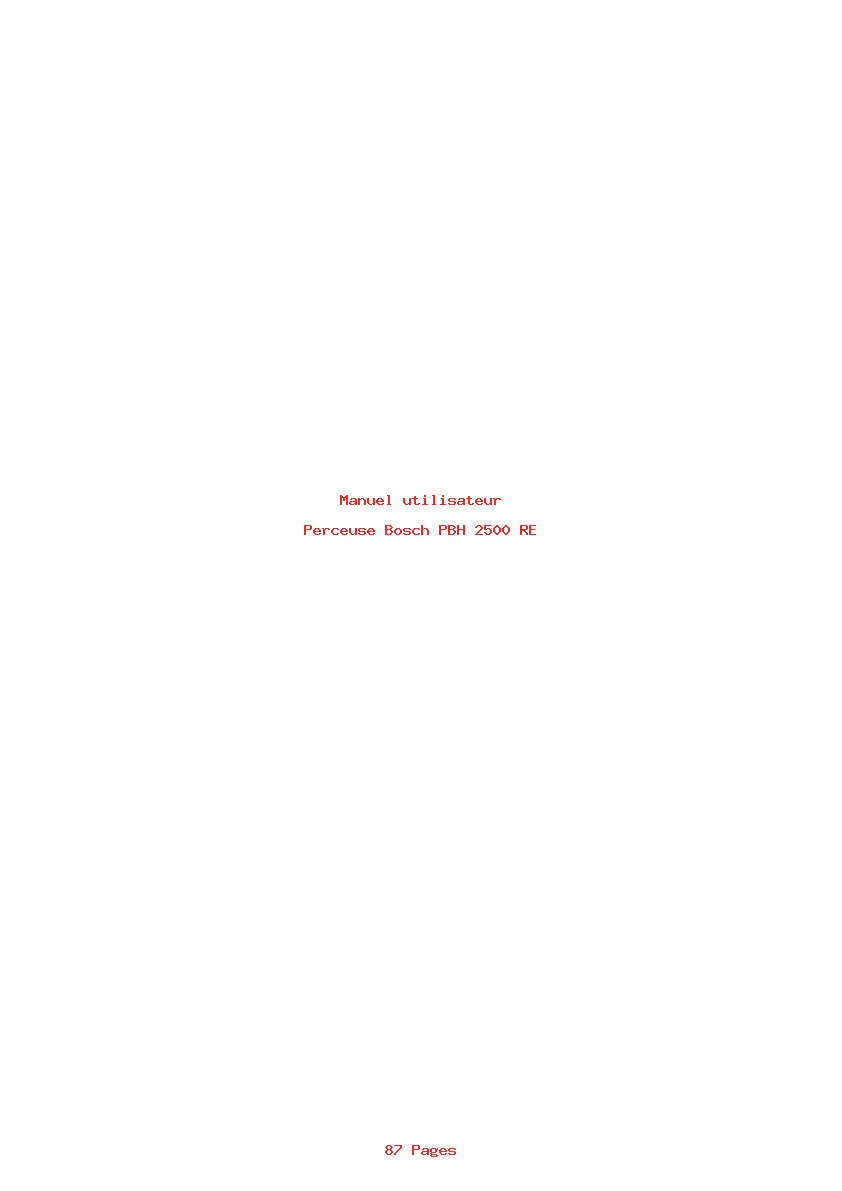 Page 1 de la notice Manuel utilisateur Bosch PBH 2500 RE