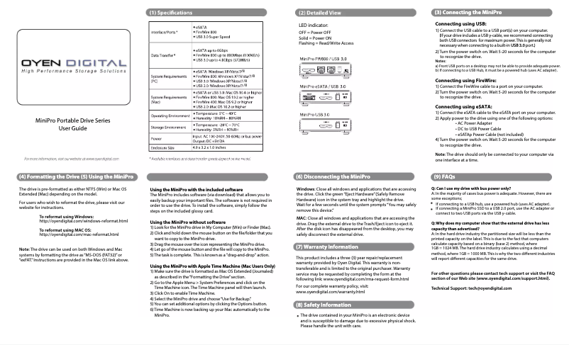 Página 1 del manual Manual de usuario Oyen Digital MiniPro