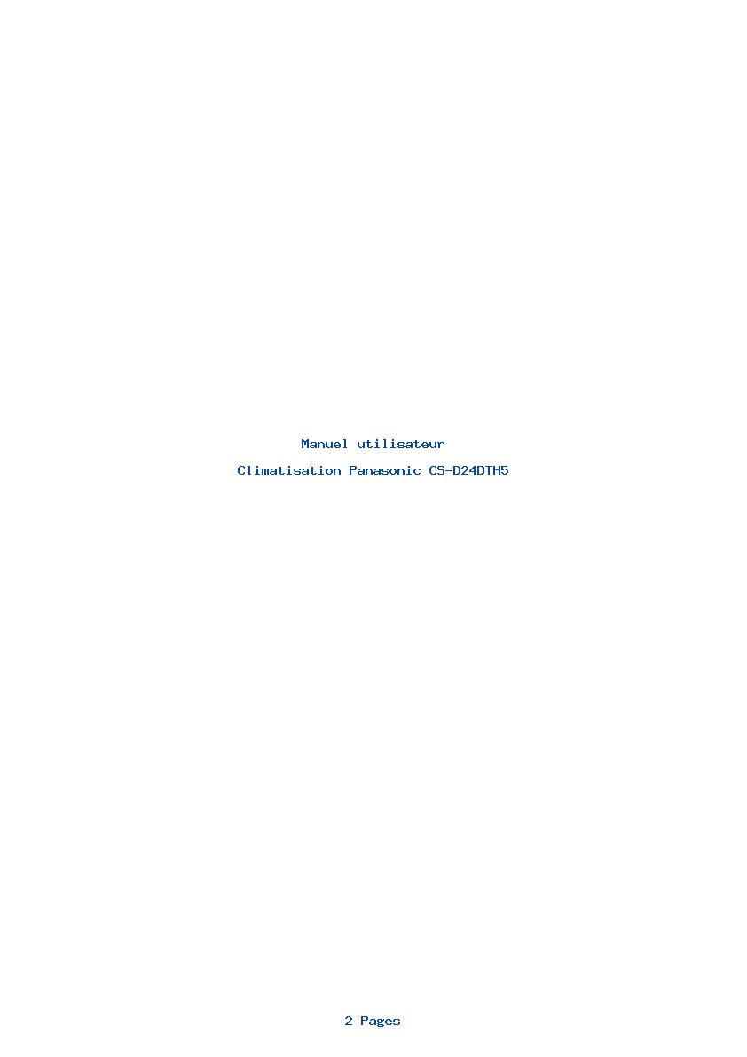 Page 1 de la notice Manuel utilisateur Panasonic CS-D24DTH5