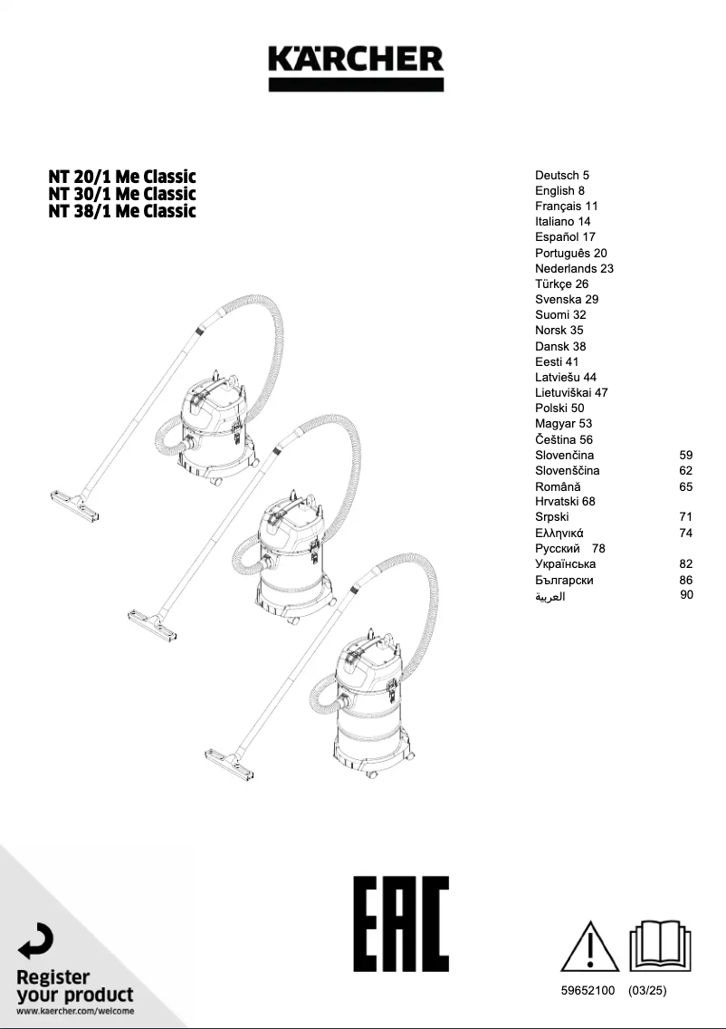 Página 1 del manual Manual de usuario Kärcher NT 38/1 Me Classic