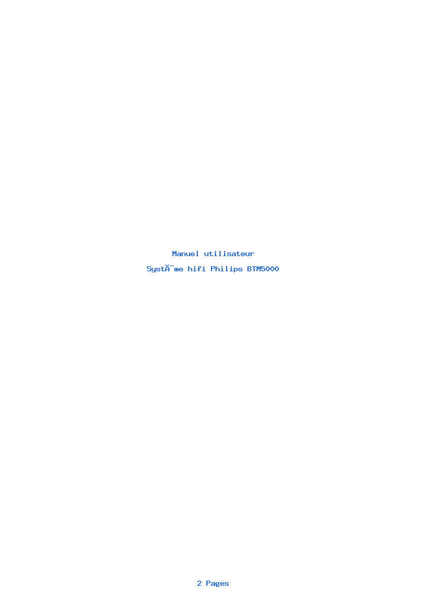 Page 1 de la notice Manuel utilisateur Philips BTM5000