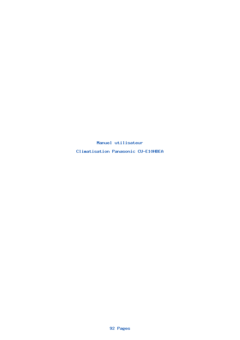 Page 1 de la notice Manuel utilisateur Panasonic CU-E10HBEA