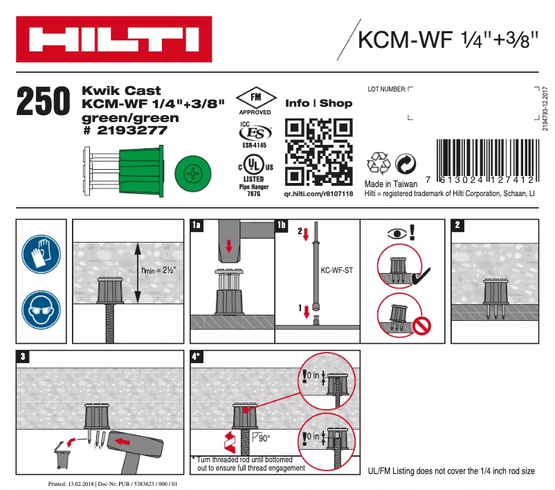 Page 1 de la notice Instructions / montage Hilti KCM-WF