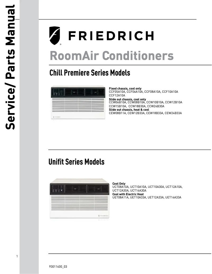 Page 1 de la notice Manuel utilisateur Friedrich Chill Premier CCF10A10A