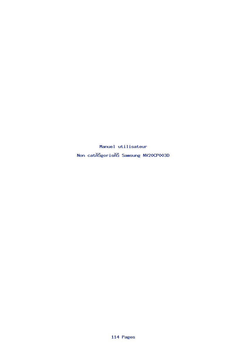 Page 1 de la notice Manuel utilisateur Samsung NV20CP003D