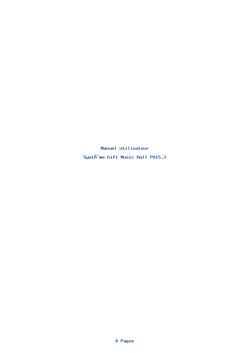 Page 1 de la notice Manuel utilisateur Music Hall PA15.3