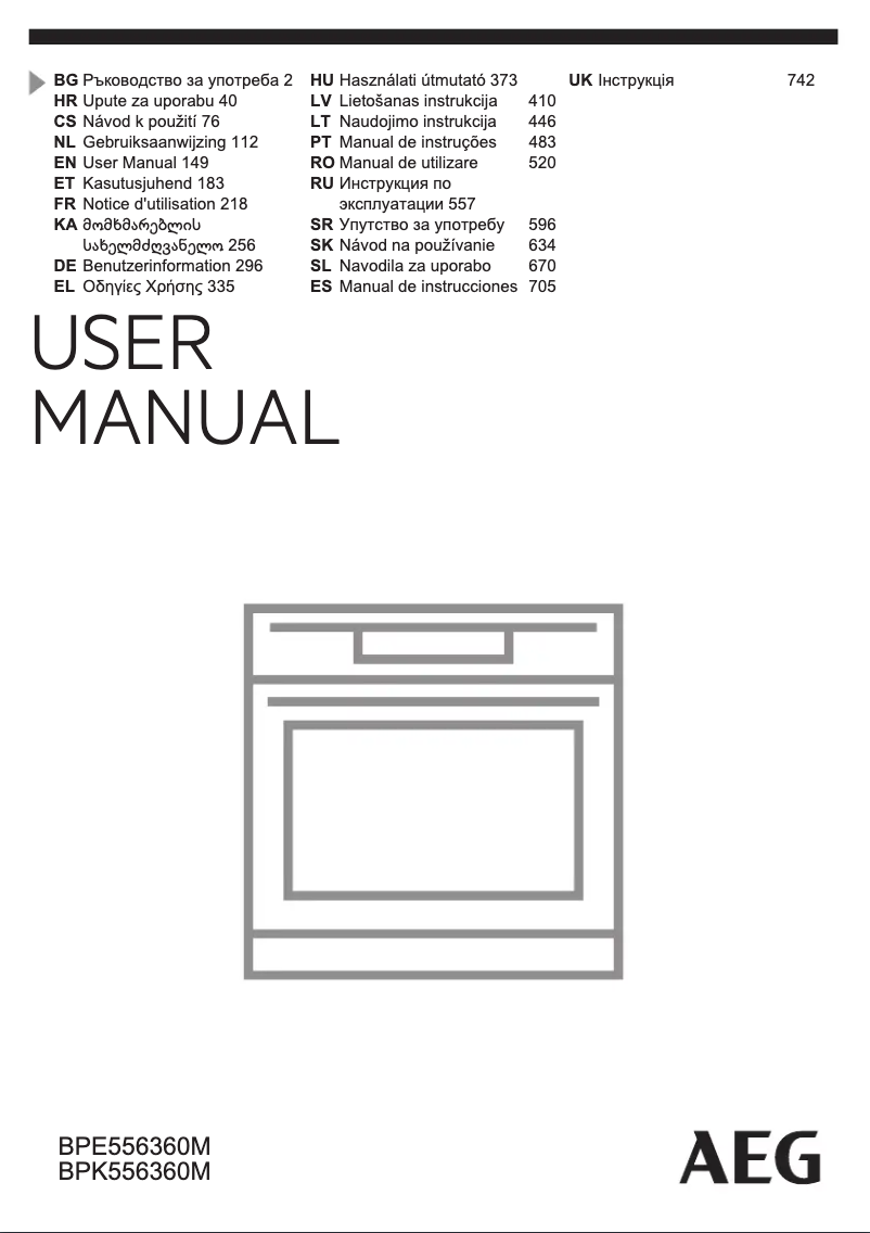 Page 1 de la notice Manuel utilisateur AEG BPE556360M