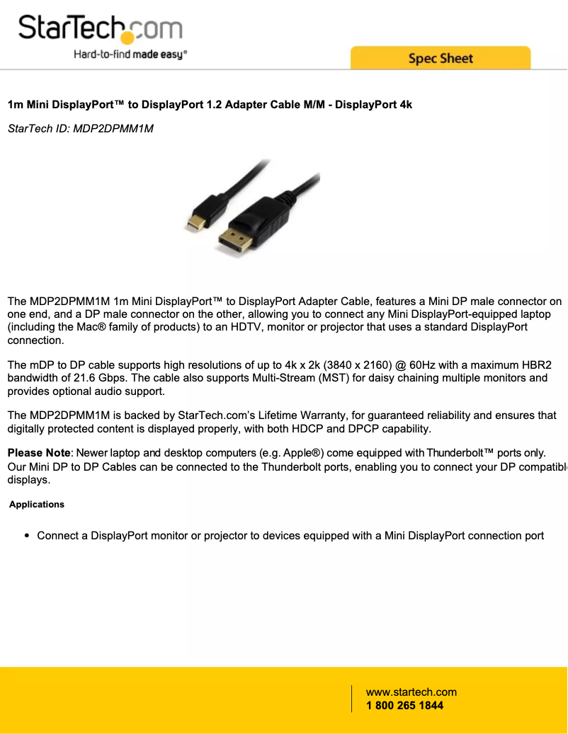 Page 1 of the manual User Manual StarTech.com MDP2DPMM1M