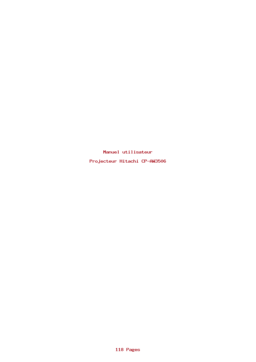 Page 1 de la notice Manuel utilisateur Hitachi CP-AW3506