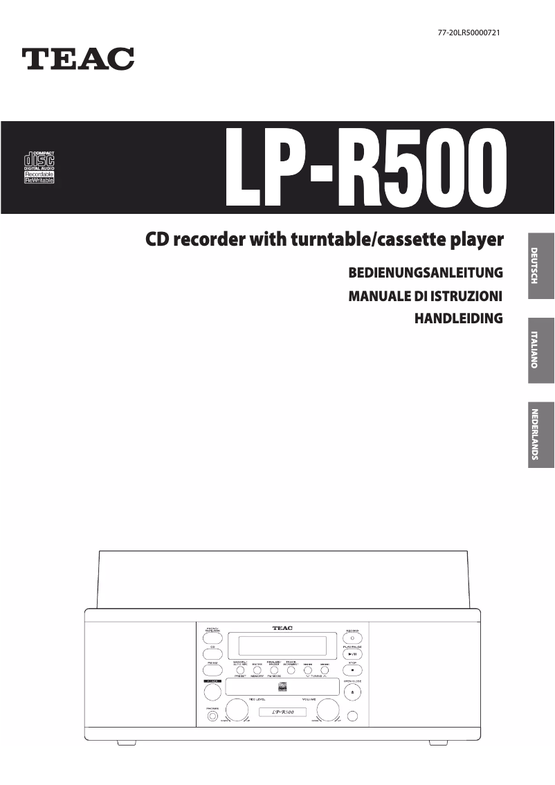 Page 1 de la notice Manuel utilisateur Teac LP-R500