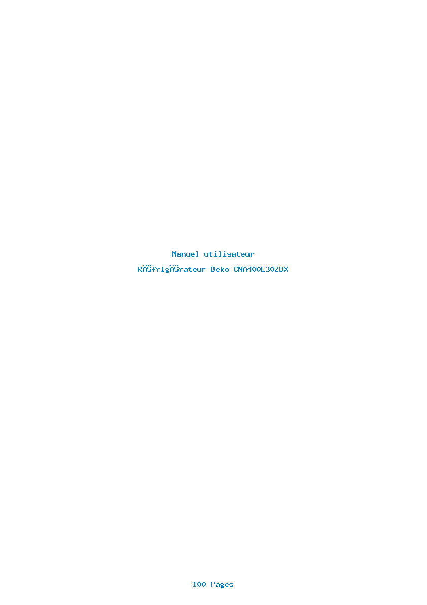 Page 1 de la notice Manuel utilisateur Beko CNA400E30ZDX
