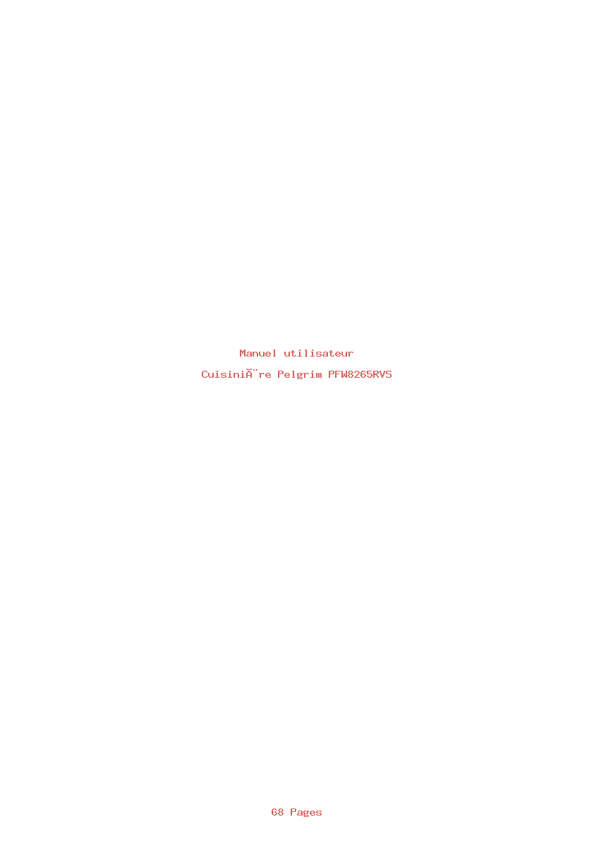 Page 1 de la notice Manuel utilisateur Pelgrim PFW8265RVS