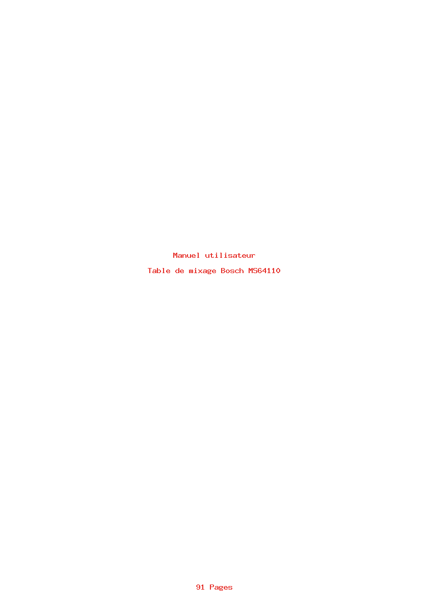 Page 1 de la notice Manuel utilisateur Bosch MS64110