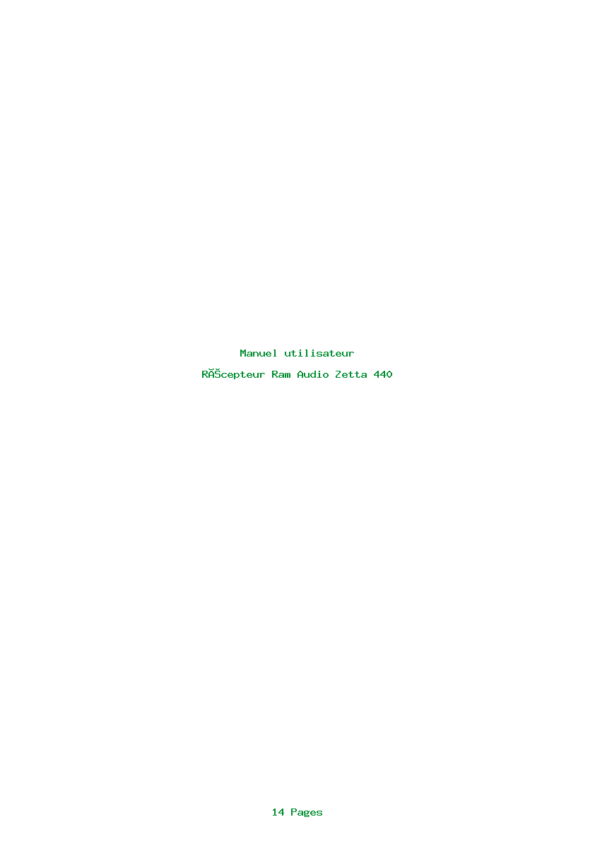 Page 1 de la notice Manuel utilisateur Ram Audio Zetta 440