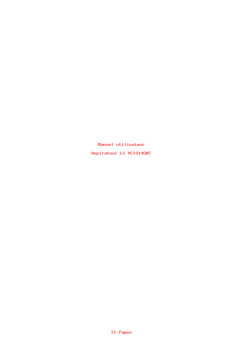 Page 1 de la notice Manuel utilisateur LG VC1014GNT