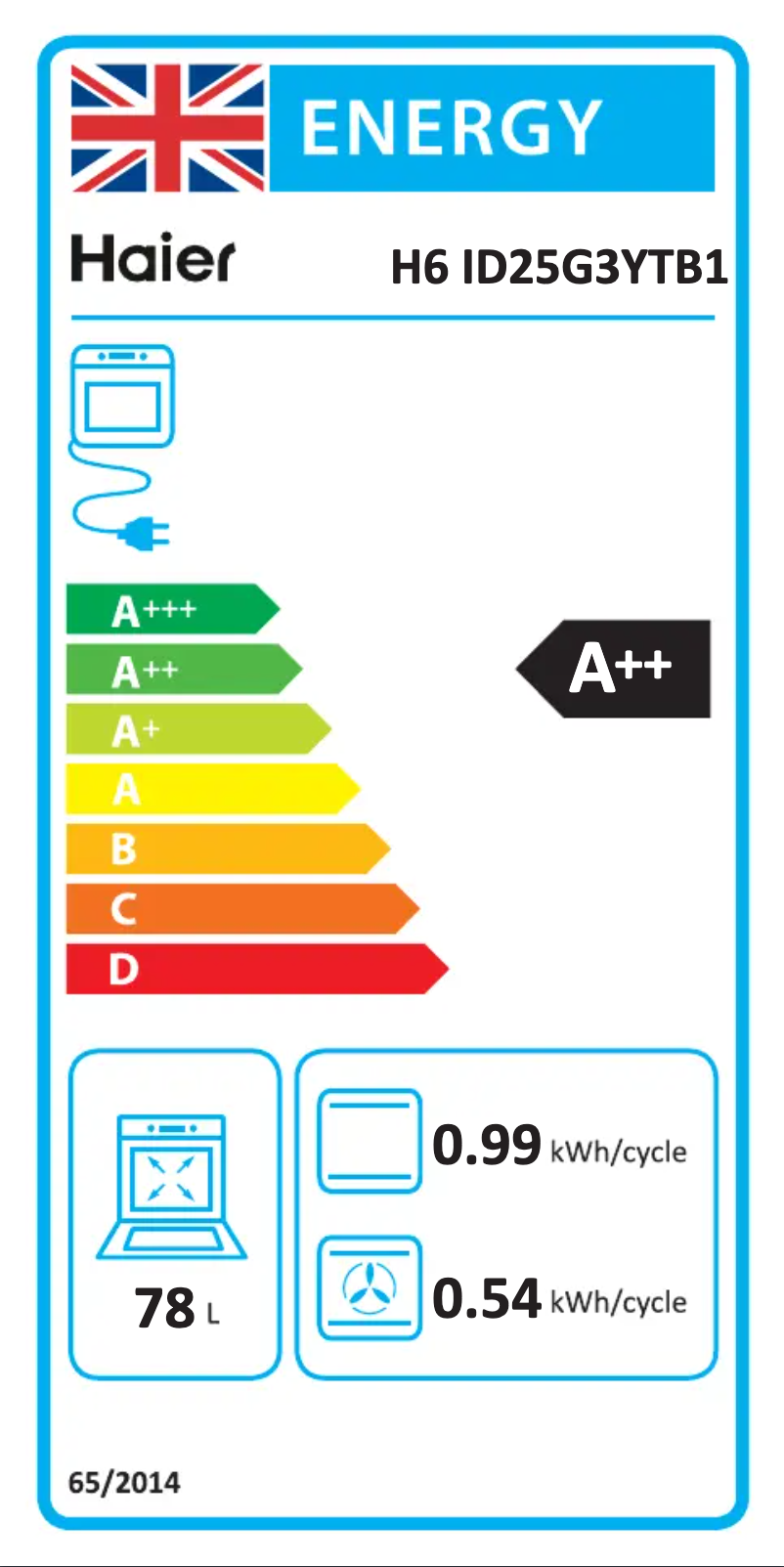 Page 1 de la notice Label énergétique Haier H6 ID25G3YTB1