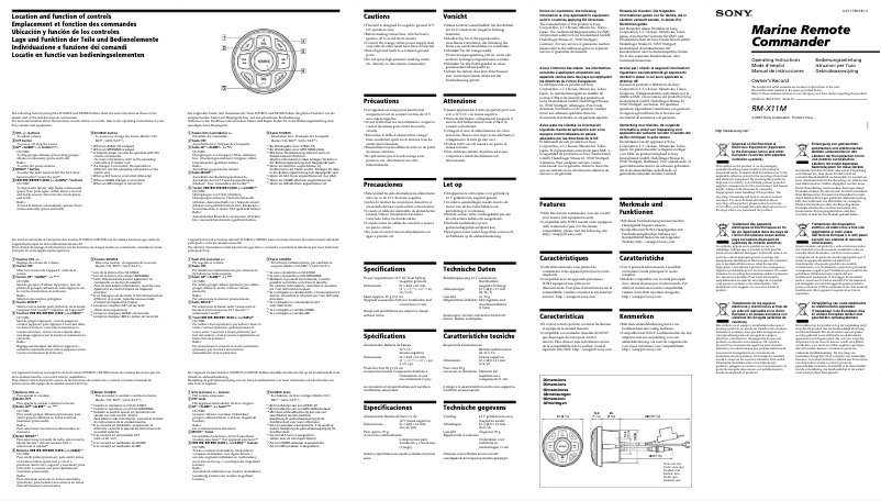 Page 1 de la notice Manuel utilisateur Sony RM-X11M