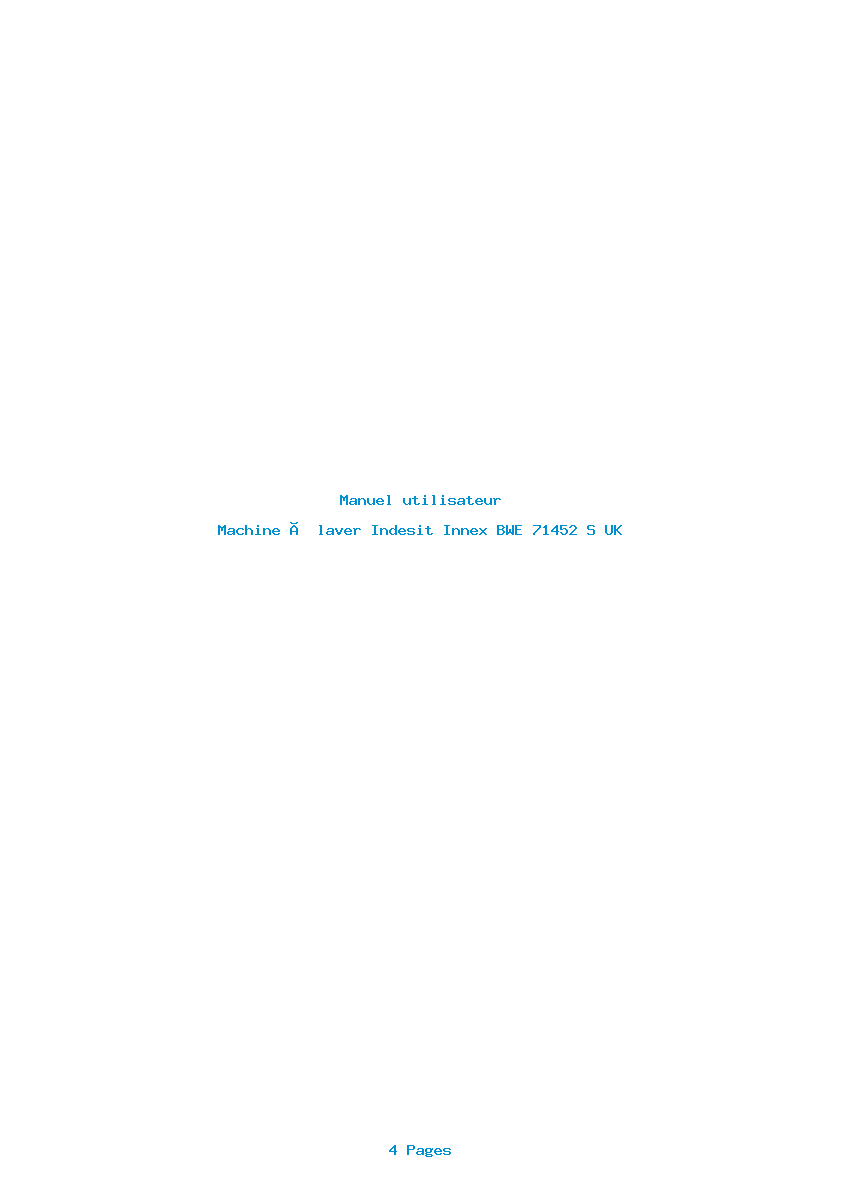 Page 1 de la notice Manuel utilisateur Indesit Innex BWE 71452 S UK