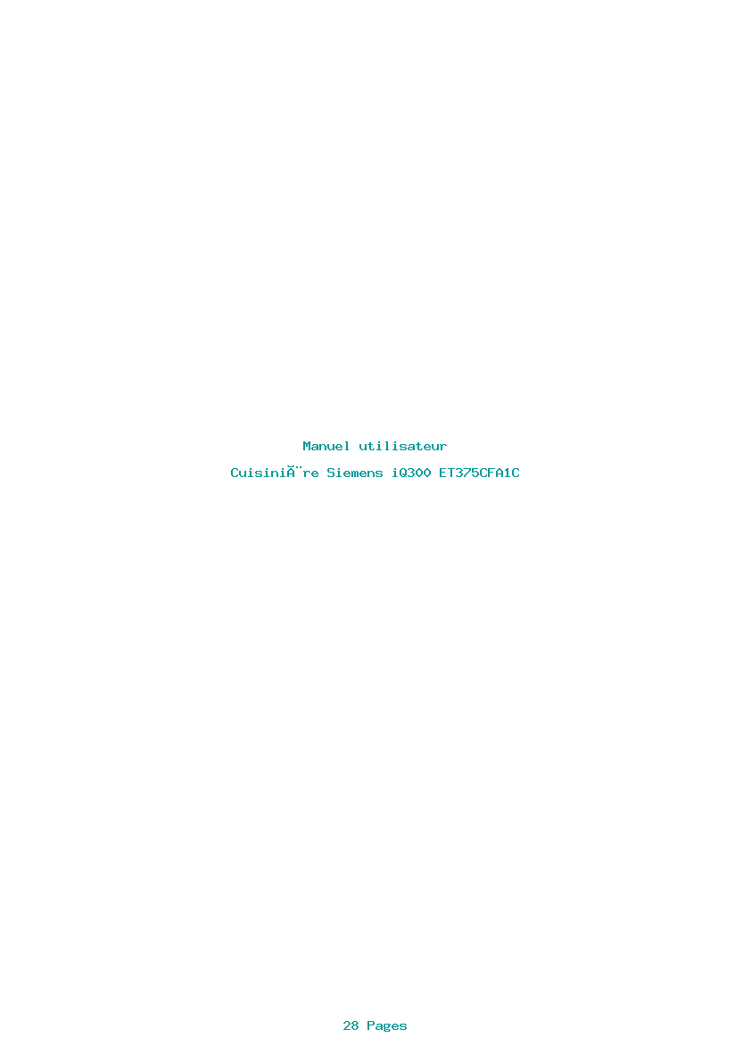 Page 1 de la notice Manuel utilisateur Siemens iQ300 ET375CFA1C