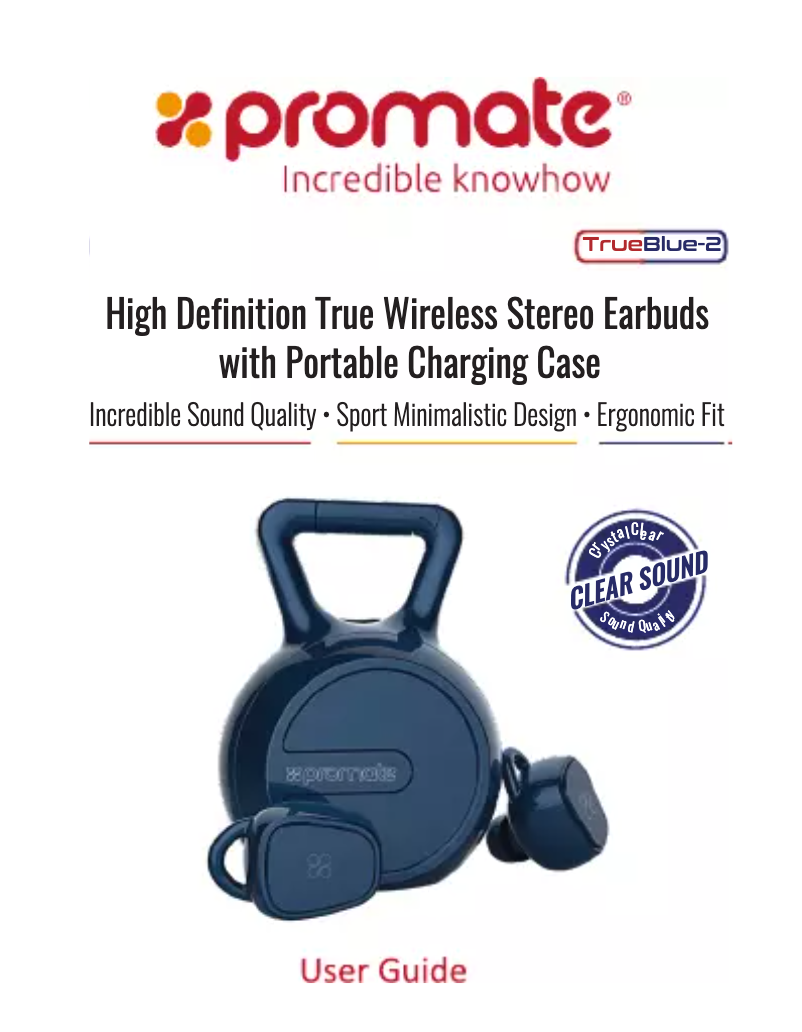 Page 1 de la notice Manuel utilisateur Promate TrueBlue-2