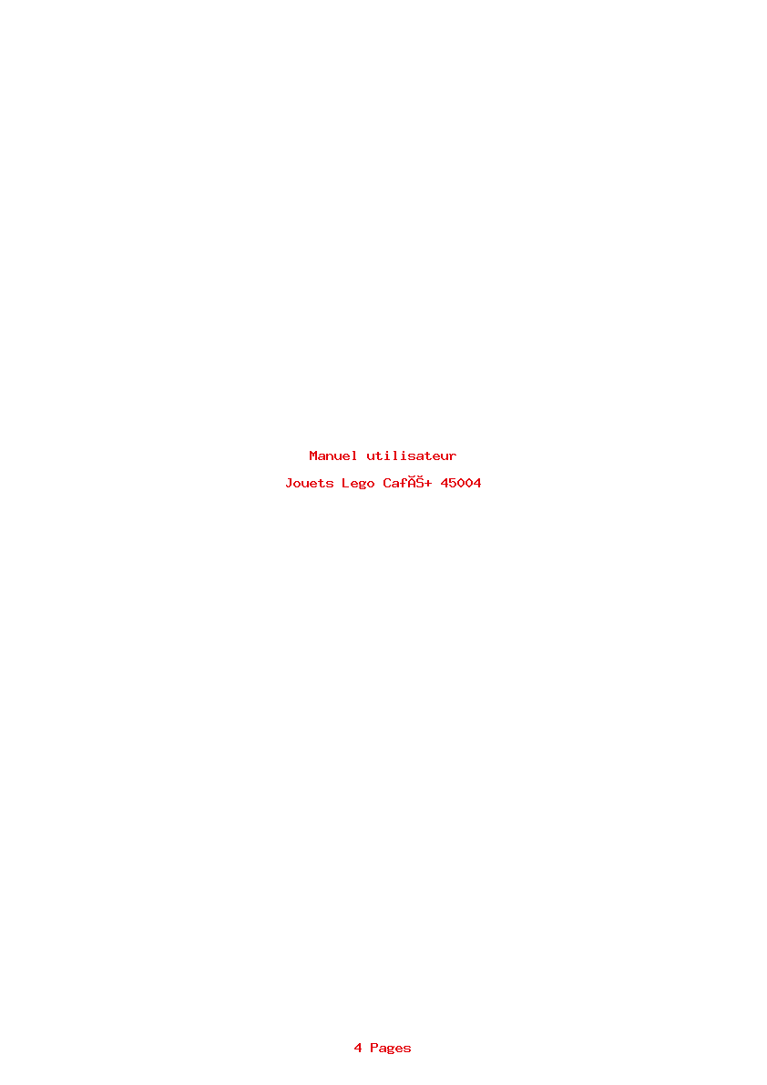 Page 1 de la notice Manuel utilisateur Lego Café+ 45004
