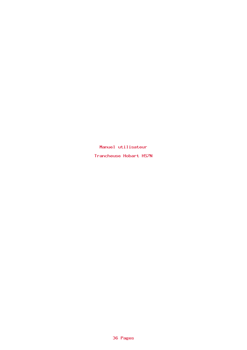 Page 1 de la notice Manuel utilisateur Hobart HS7N