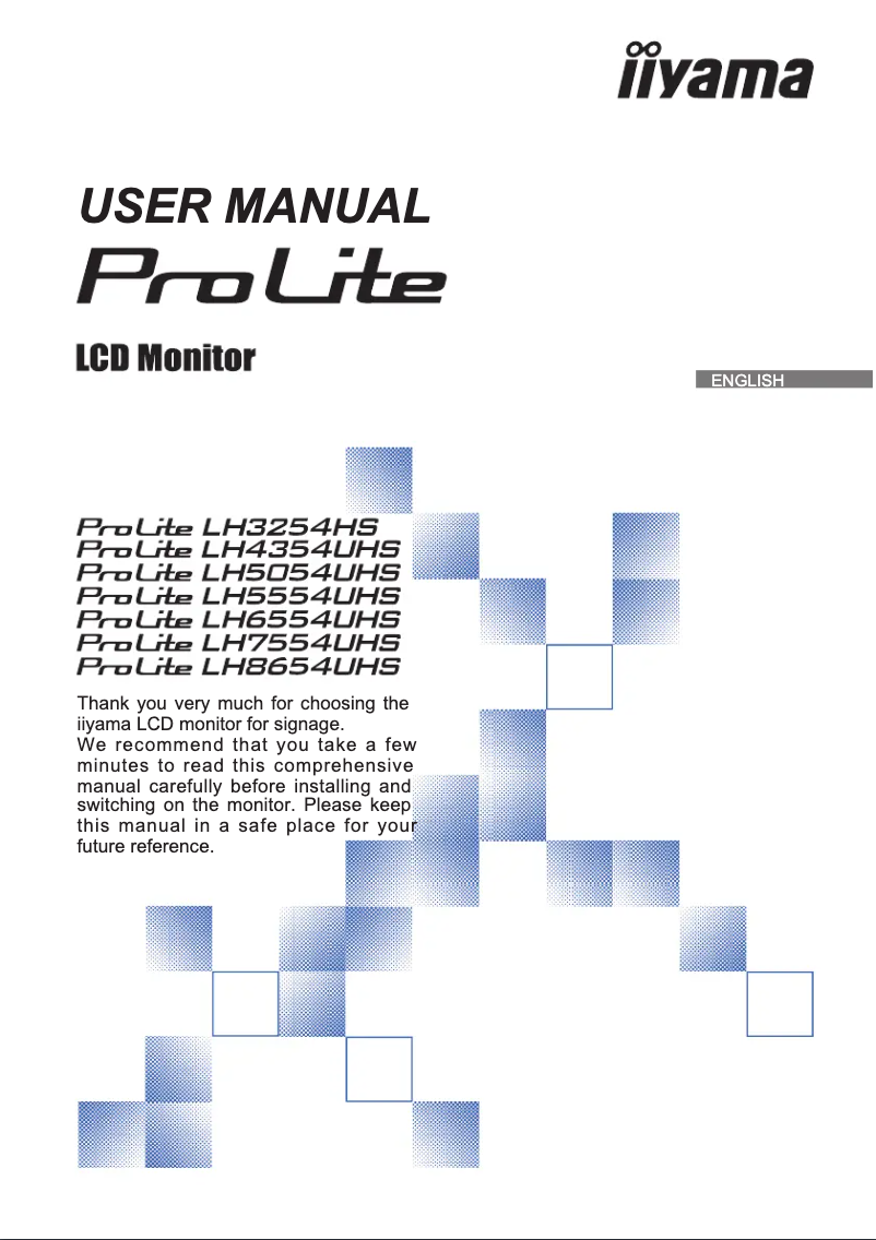 Page 1 de la notice Manuel utilisateur Iiyama ProLite LH6554UHS
