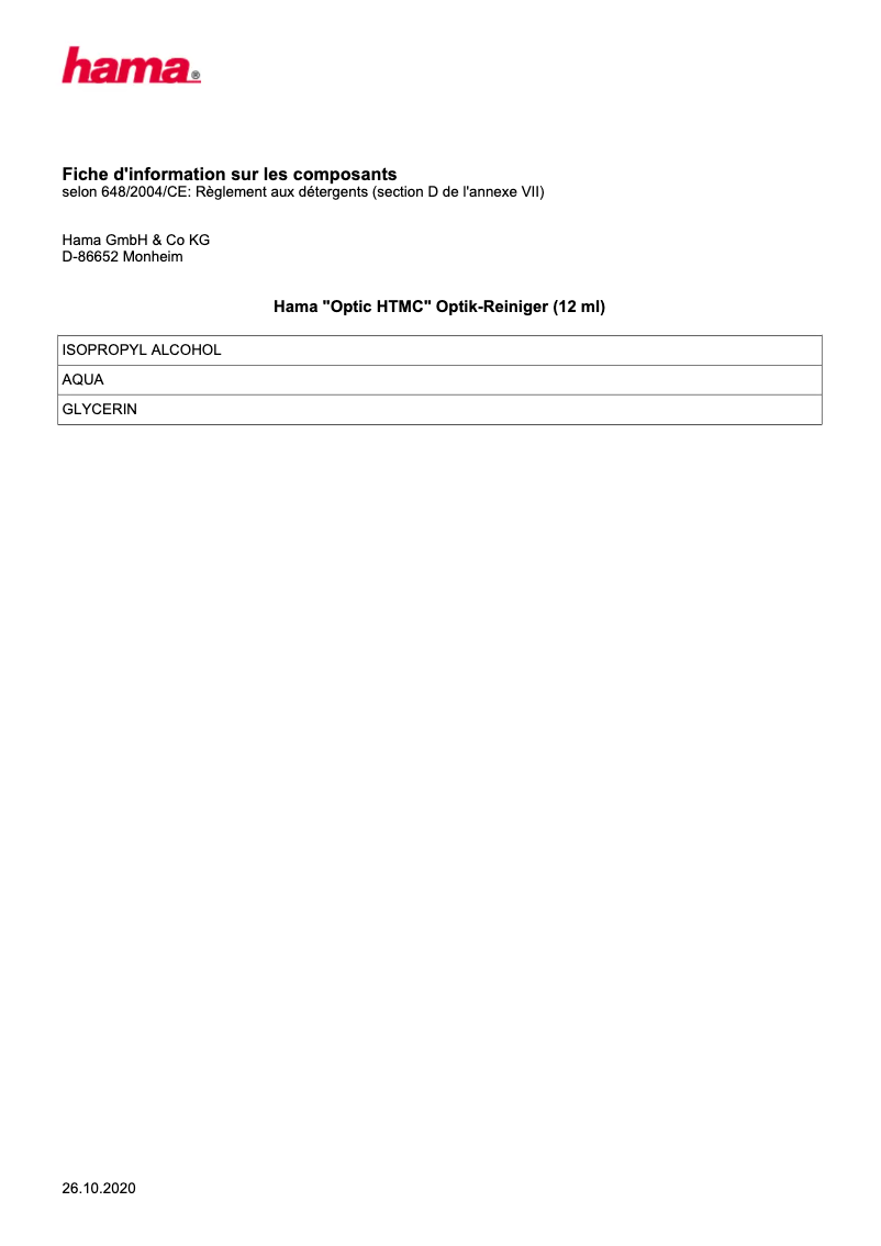 Página 1 del manual Manual de usuario Hama Optic HTMC