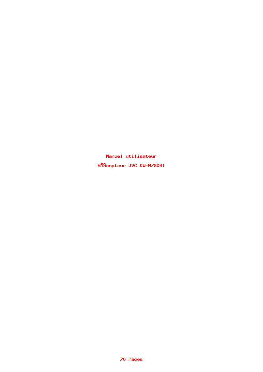 Page 1 de la notice Manuel utilisateur JVC KW-M780BT