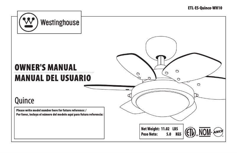 Page 1 de la notice Manuel utilisateur Westinghouse Quince