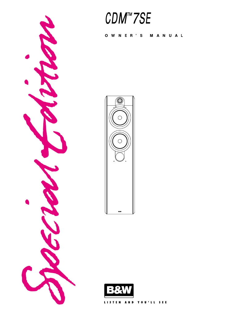 Page 1 de la notice Manuel utilisateur Bowers & Wilkins CDM 7SE