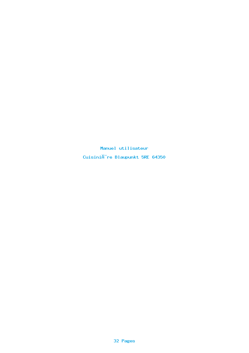 Page 1 de la notice Manuel utilisateur Blaupunkt 5RE 64350