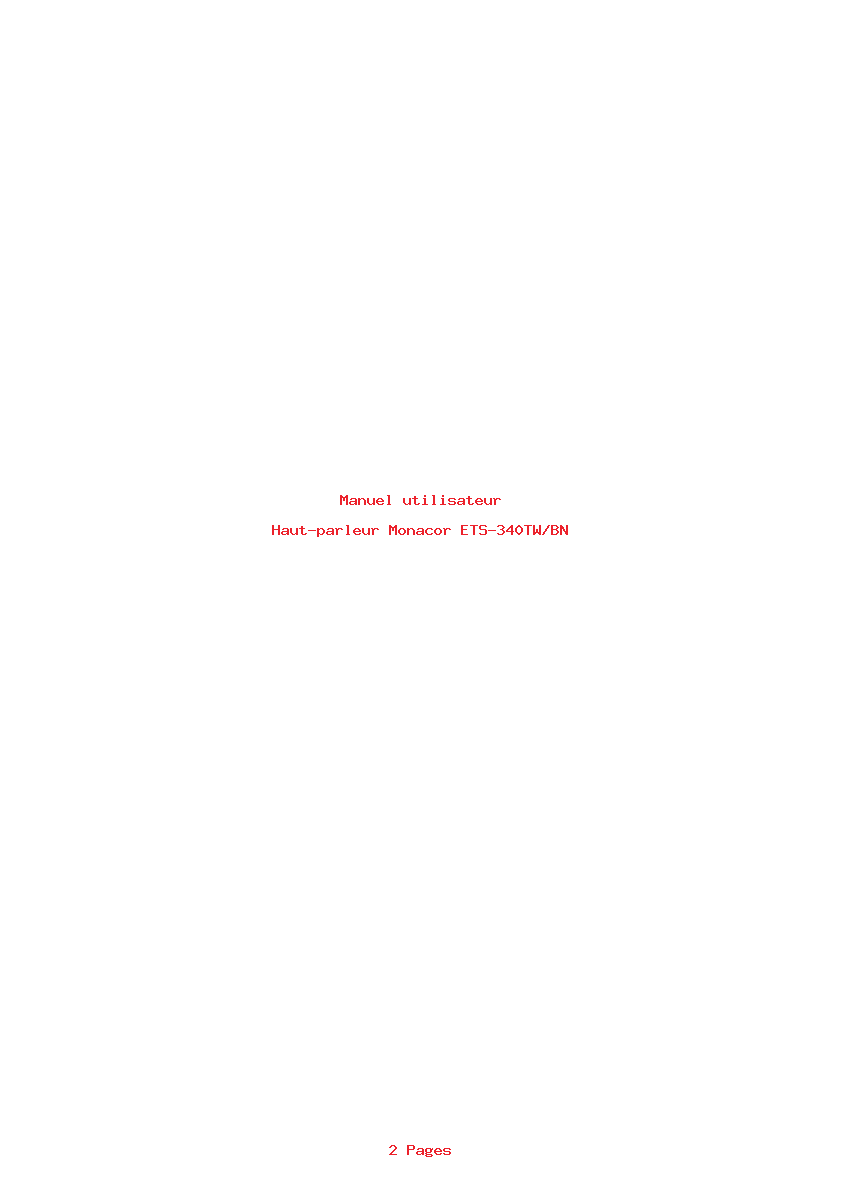 Page 1 de la notice Manuel utilisateur Monacor ETS-340TW/BN
