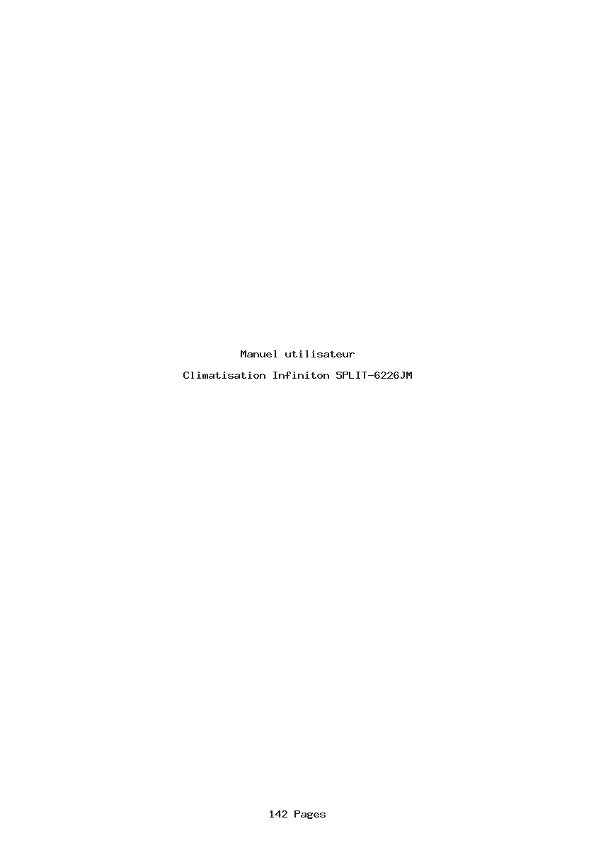 Page 1 de la notice Manuel utilisateur Infiniton SPLIT-6226JM