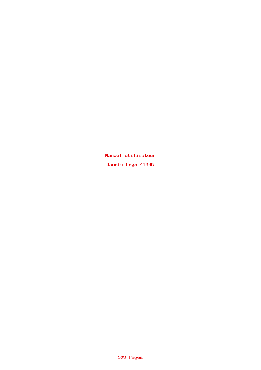 Page 1 de la notice Manuel utilisateur Lego 41345
