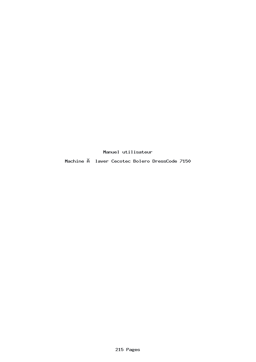 Page 1 de la notice Manuel utilisateur Cecotec Bolero DressCode 7150