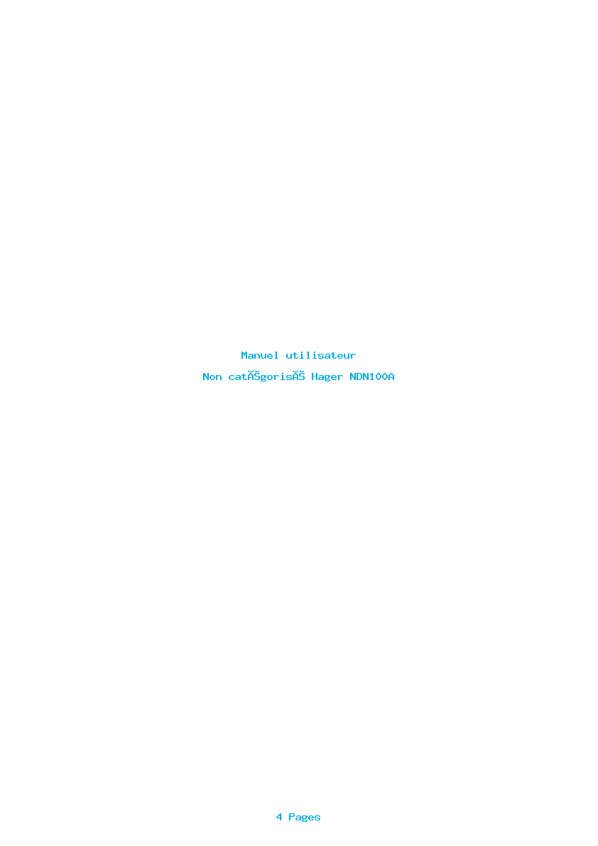 Page 1 de la notice Manuel utilisateur Hager NDN100A