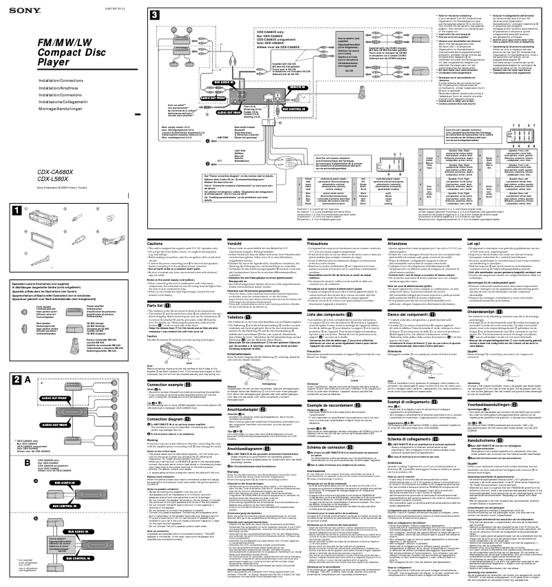 Page 1 de la notice Guide d'installation Sony CDX-CA680X