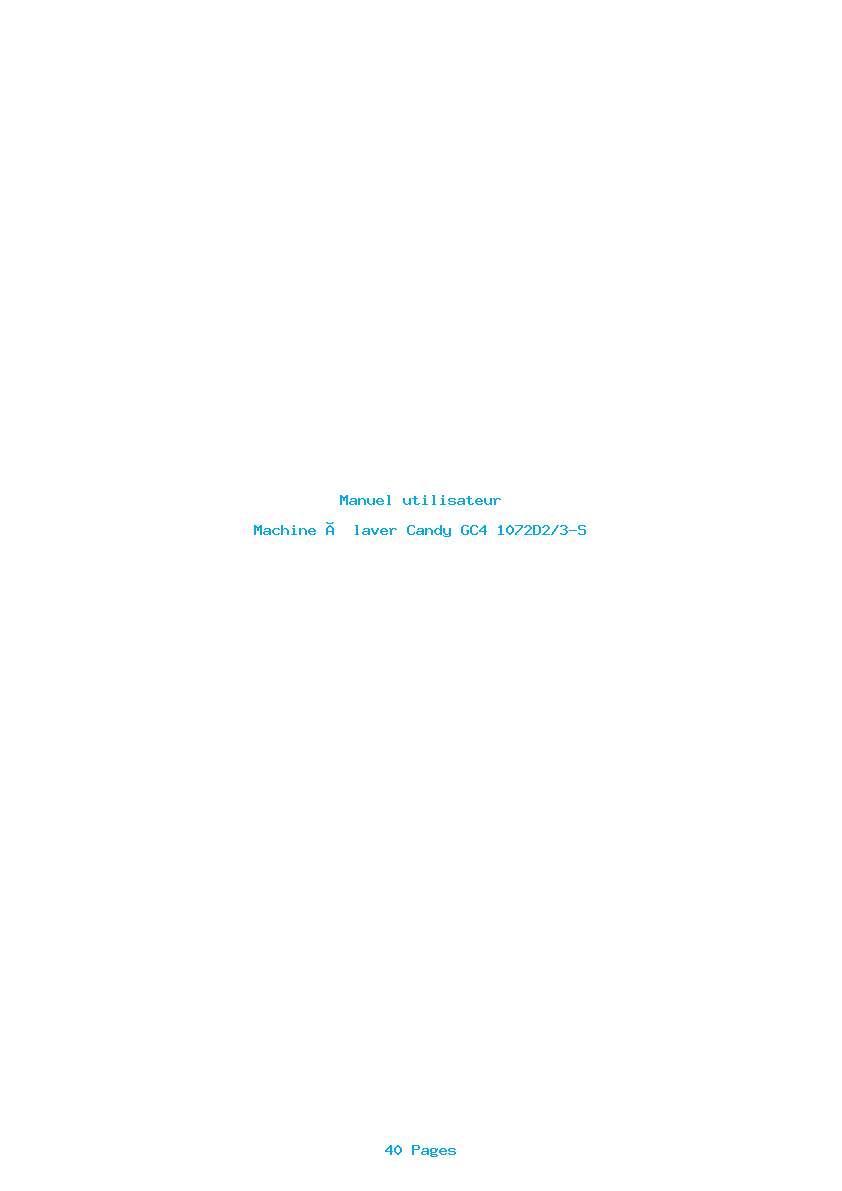 Page 1 de la notice Manuel utilisateur Candy GC4 1072D2/3-S