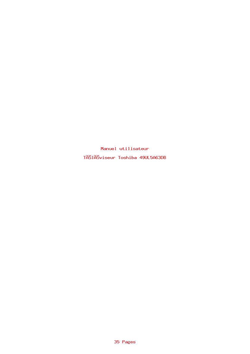 Page 1 de la notice Manuel utilisateur Toshiba 49UL5A63DB