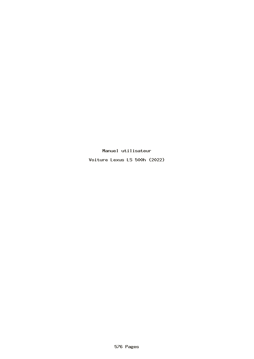 Page 1 de la notice Manuel utilisateur Lexus LS 500h (2022)