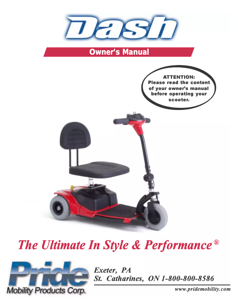 Page 1 de la notice Manuel utilisateur Pride Dash